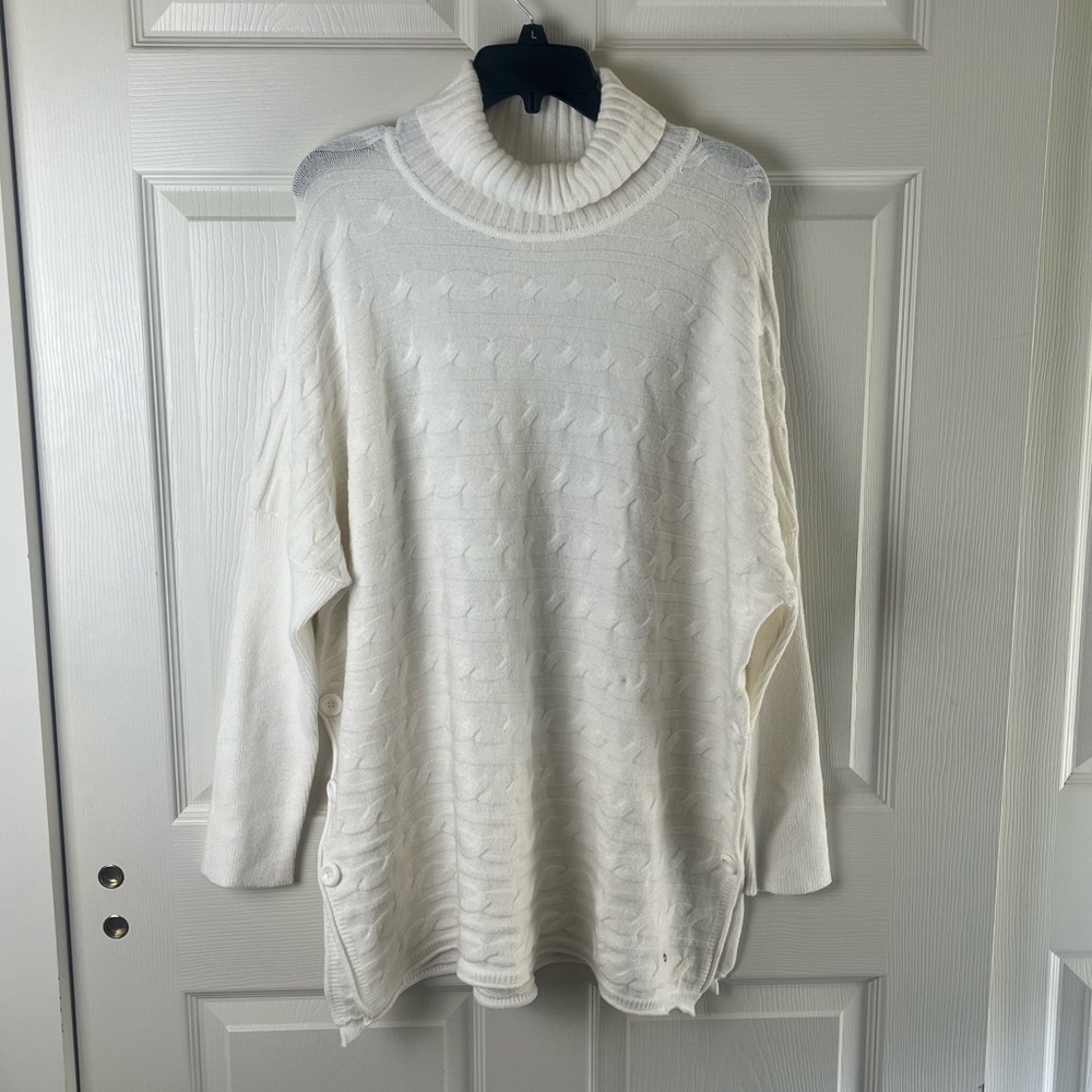 Picadilly Fashion Cream Cable Knit Turtleneck Pullover
